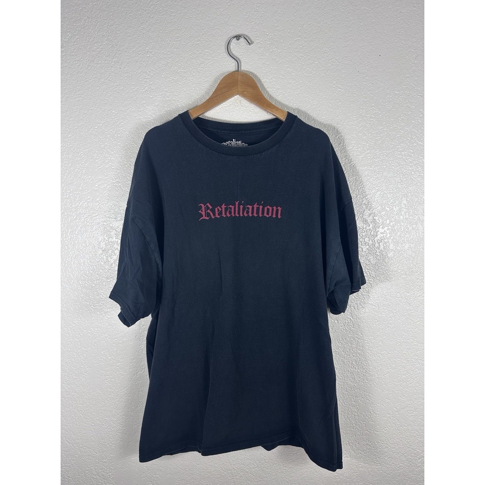 Retaliation XLARGE Black T-Shirt Red Gothic Logo Graphic Tee Men's XL